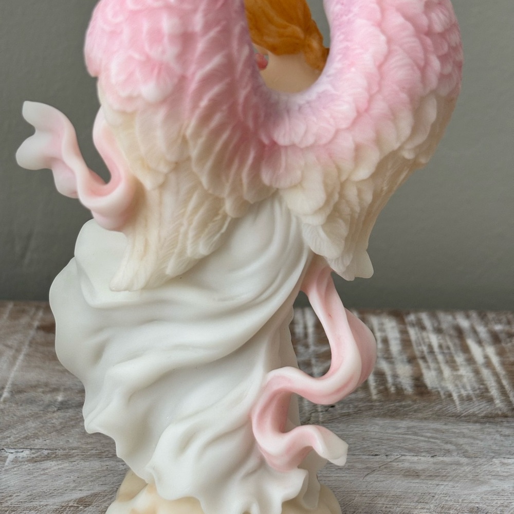 Serene Angel Figurine with Pink and White Details - Picture 4 of 5